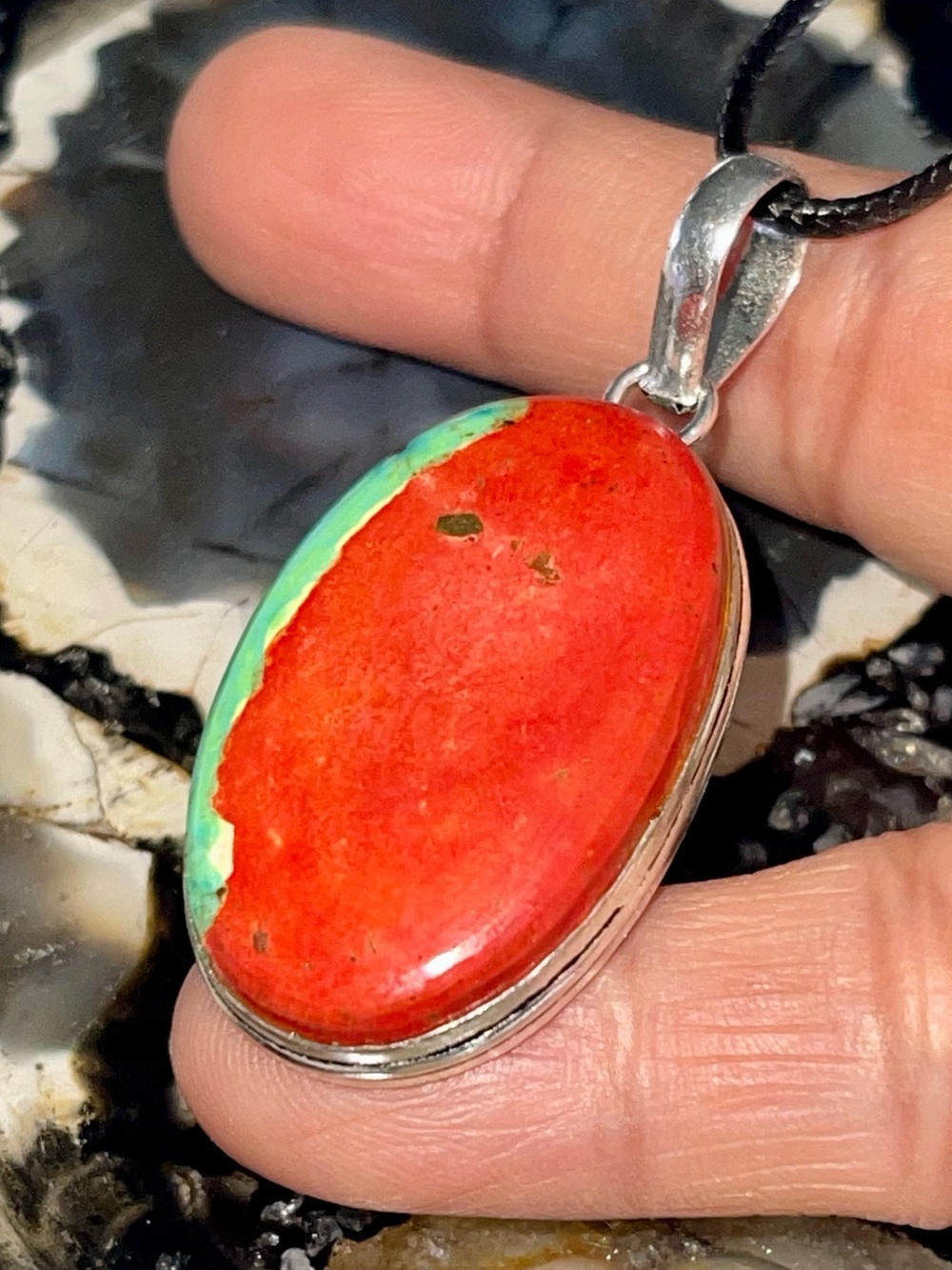 Lightweight Sonora Sunrise Jasper Crystal Pendant 2”